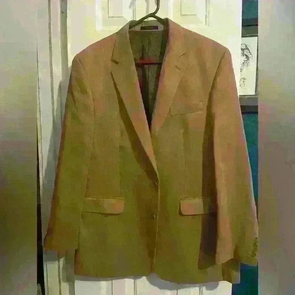 Lauren Ralph Lauren 44L Blazer Faux Suede Paisley Tan Western Jacket Green Label